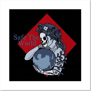 SAFE THE WORLD, Band Merchandise, Skull Design, Skate Design Posters and Art